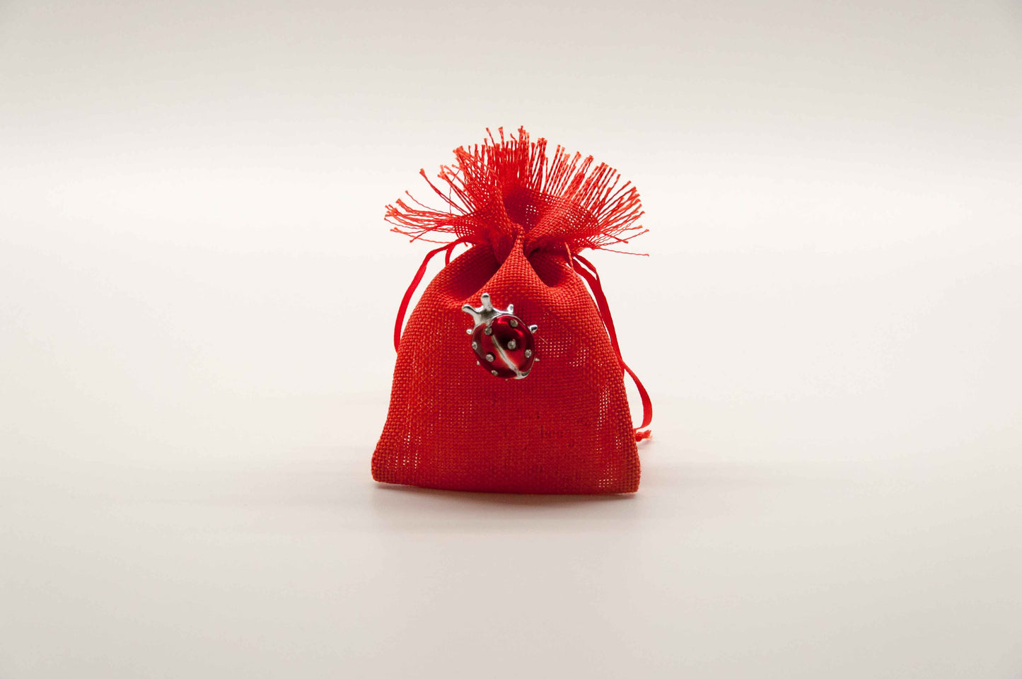 Jute-Säckchen mit Marienkäfer - rot