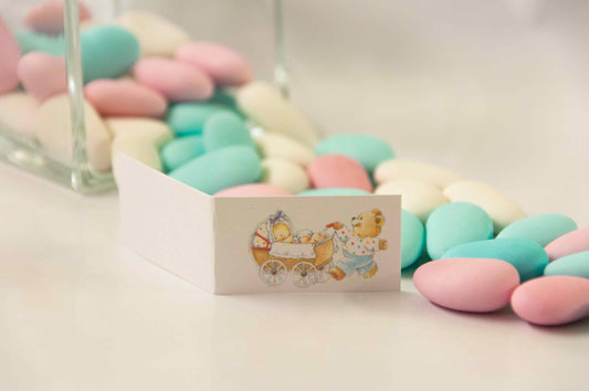 Kärtchen Taufe - Bär mit Kinderwagen