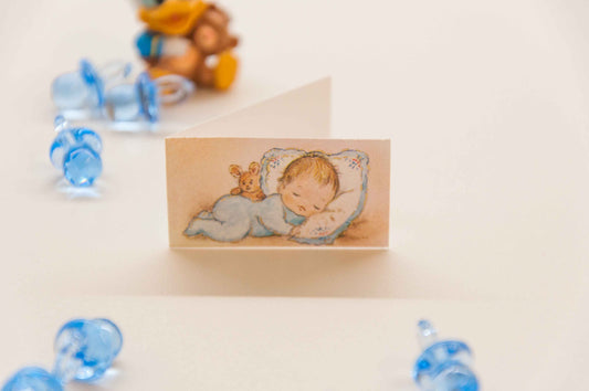 Kärtchen Taufe - Schlafend auf Kissen